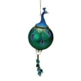 thumbnail image 2 of 8.5" Blue and Teal Peacock Bird with Sequin Tail Glass Ball Christmas Ornament, 2 of 2