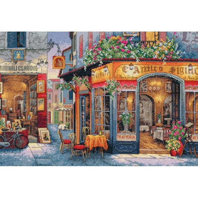 Dimensions Gold Collection Counted Cross Stitch Kit 16"X11"-European Bistro (16 Count) - 35224