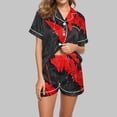 thumbnail image 2 of Yufatyle Women's Halloween Pajamas Set Collared Button Down Sleepwear Cute Ghost Spider Print Lounge Shorts Set Soft Homewear 2XL, 2 of 5