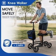 Portable Knee Scooter with Adjustable Hand Brake, Foldable Lightweight Leg Walker for Foot & Ankle Injuries, Crutch Alternative for Post-Surgery Recovery-Black