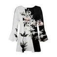 thumbnail image 5 of White Womens Blouses Summer Tops for Women 2025 Trendy Boho Floral Print Tunic Shirts 7 Sleeve V Neck Tshirt Casual Loose Blouse Ladies Tops and Blouses, 5 of 5