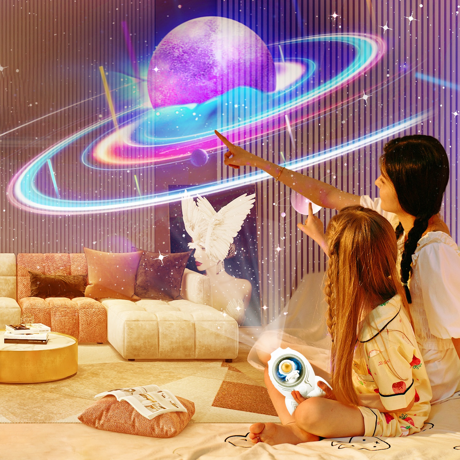 Star Projector, 10 in 1 Galaxy Projector for Bedroom, Night Light Projector with Timer 360° Rotating HD Focusable Star Lamp for Kids Room, Home Theater, Ceiling, Christmas, Room Decor