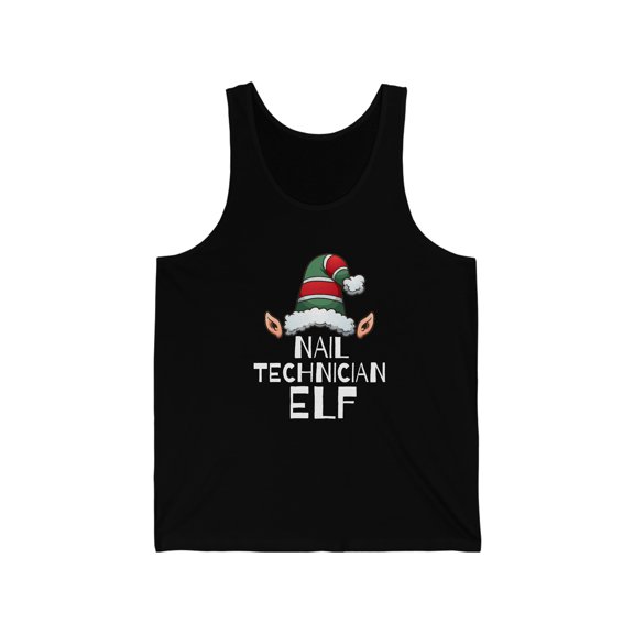 Nail Technician Elf Unisex Tank top, XS-2XL Christmas Holidays Xmas Elves