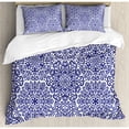 thumbnail image 3 of Indigo Duvet Cover Set, Mandala Pattern Little Blooms with Hearts Russian Style Pattern Print, Decorative 2 Piece Bedding Set with 1 Pillow Shams, Twin Size, Indigo and White, by Ambesonne, 3 of 3