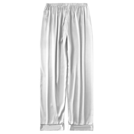 

Big Clearance! New Solid Color Silk Men s Casual Pajamas Loose Home Wear