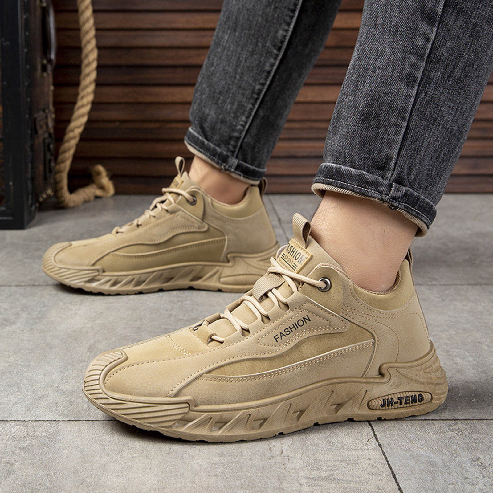 Mepaouo Men's Mid Top Hiking Sneakers Waterproof Fashion Lace up Running Shoes for Men(Coffee,11)