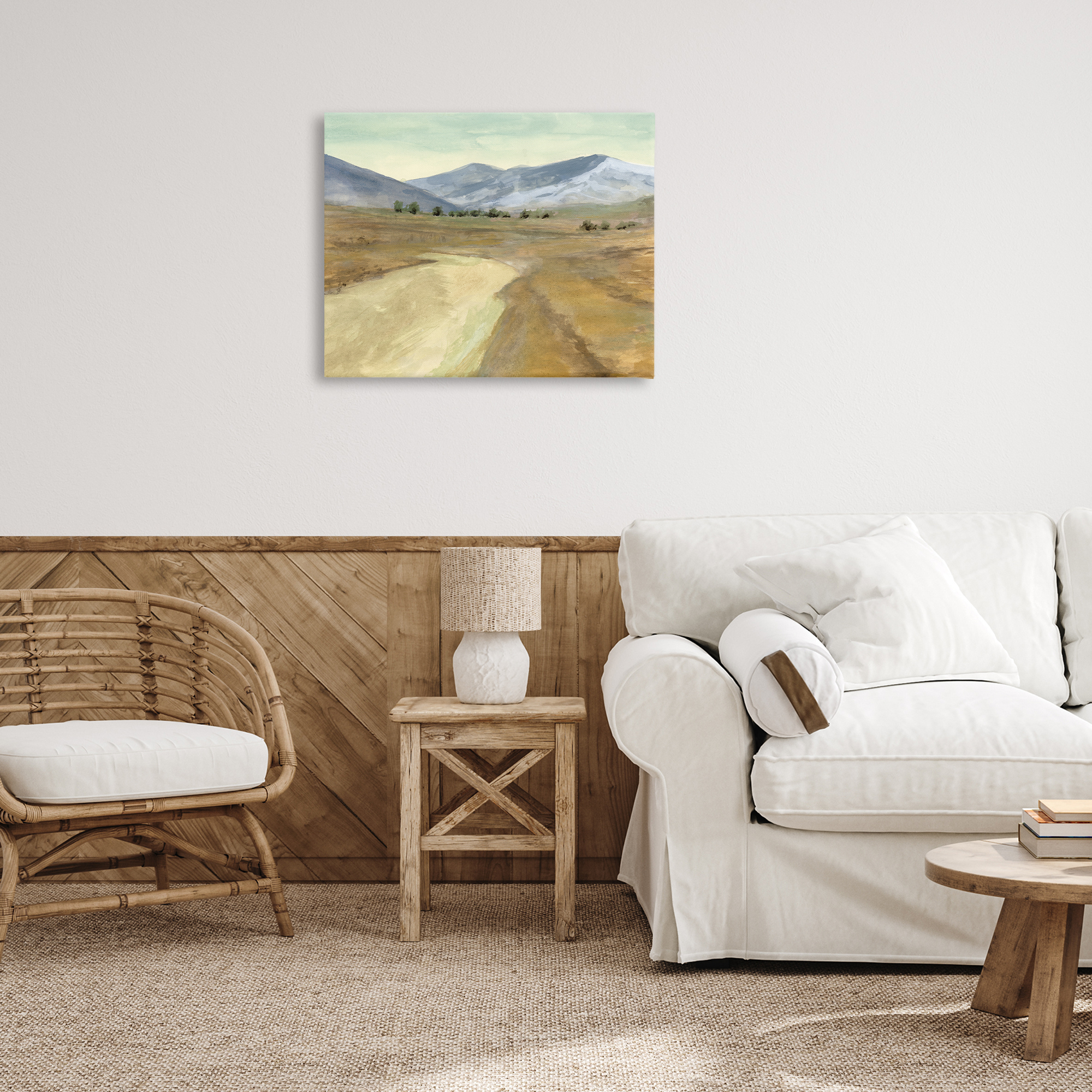 Stupell Industries Distant Desert Mountains Landscape & Nature Painting Wrapped Canvas Art Print Wall Art, 30 x 24