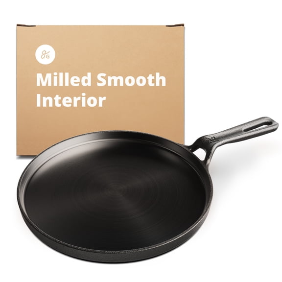 Greater Goods Cast Iron Home Griddle,Pre-Seasoned 10 inch Pan Surface, Black