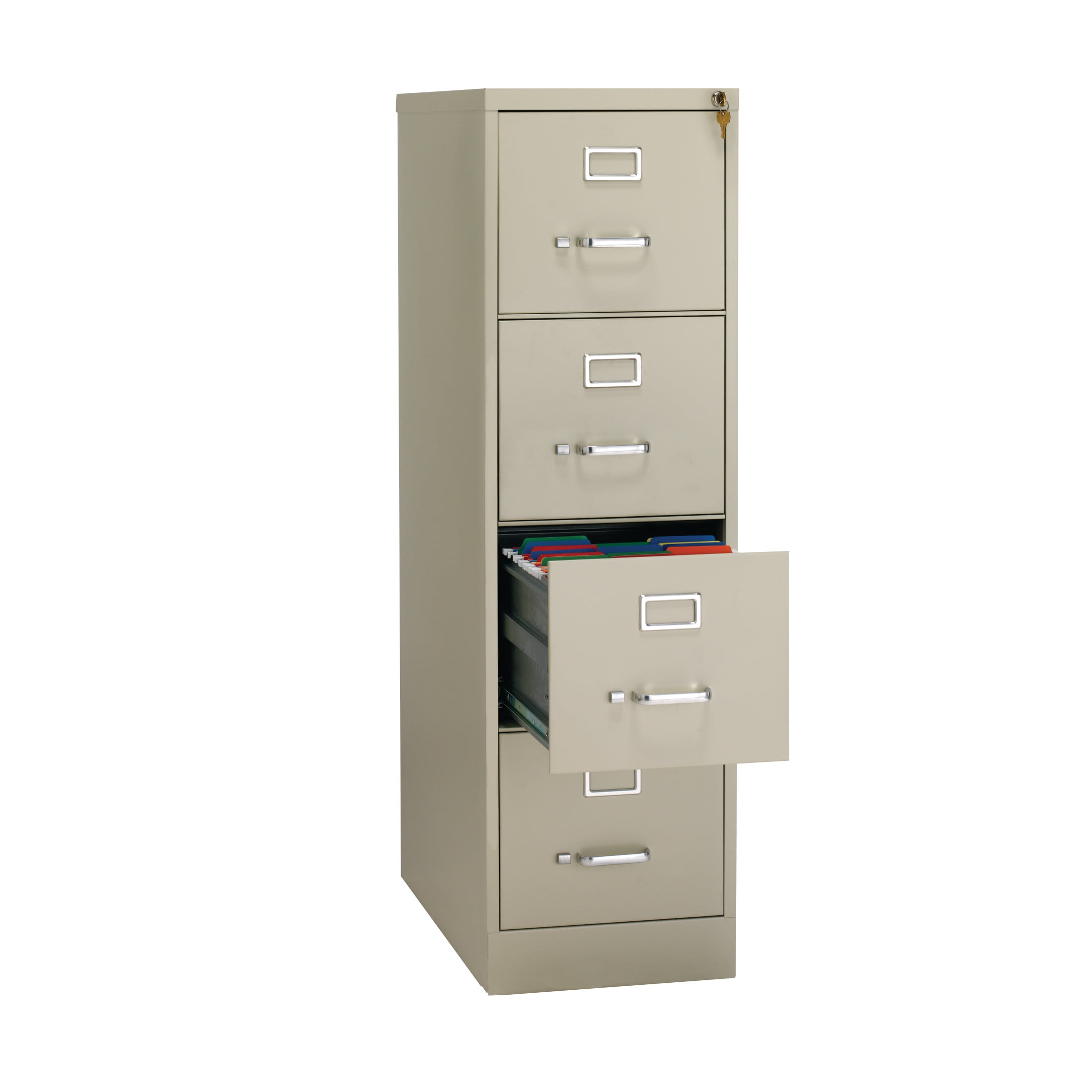 Hirsh 4 Drawer Letter Locking Metal Vertical File Cabinet, 26.5" Deep, Putty