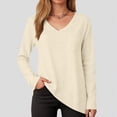 thumbnail image 2 of Towmus Womens Long Sleeve Shirts V Neck Casual Tops Loose Dressy Basic Fall Fashion Trendy Outfits Winter Clothes, 2 of 6