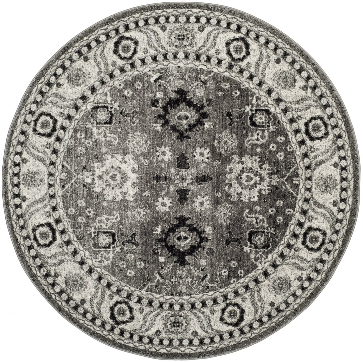 SAFAVIEH Vintage Hamadan Pema Traditional Area Rug, Grey/Black, 6'7" x 6'7" Square