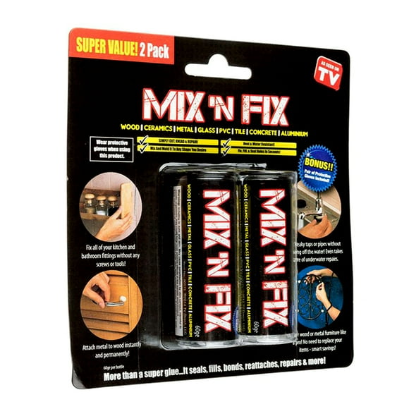 Mix N' Fix Los poderosos sellos de masilla de uni?n originales rellenan los enlaces que reconectan las reparaciones como se ve en la televisi?n - Paquete de 2 Handy Trends 00575