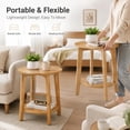 thumbnail image 5 of Atilioo 2-Tier Round End Table, Small Side Table with Lower Storage Shelf, Solid Wood Legs for Sofa, Living Room, Bedroom, Natural Wood, 5 of 9