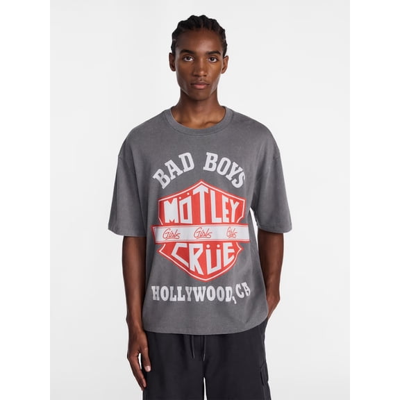 Motley Crue, Men's & Men's and Tall Mineral Wash Boxy Graphic Tee, Sizes XS–5XB & MT-4XLT