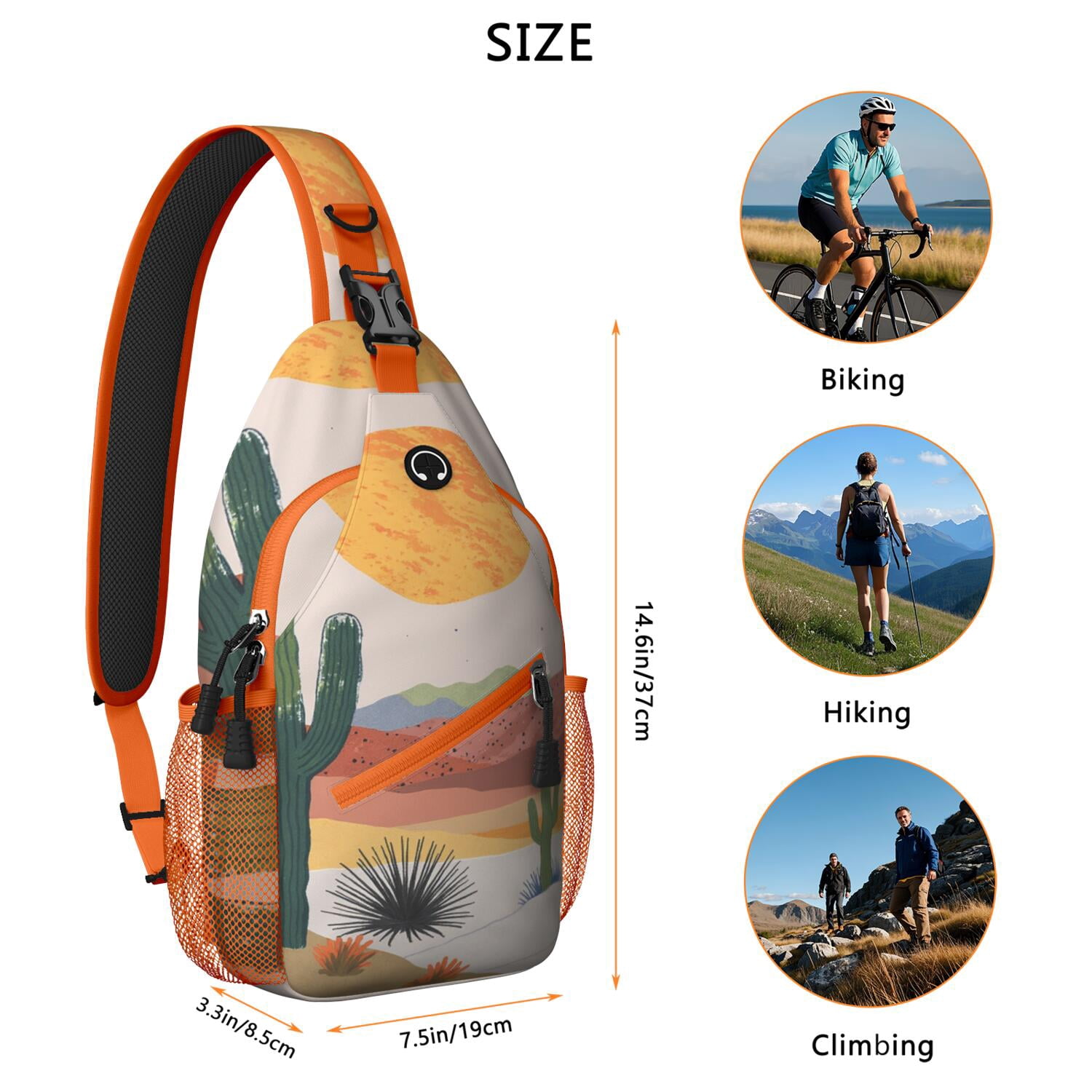 Cactus Desert Sling Bag for Women Men Crossbody Bag Chest Bag for Traveling Office Shoulder Bag Gym Sports Travel Hiking Daypack