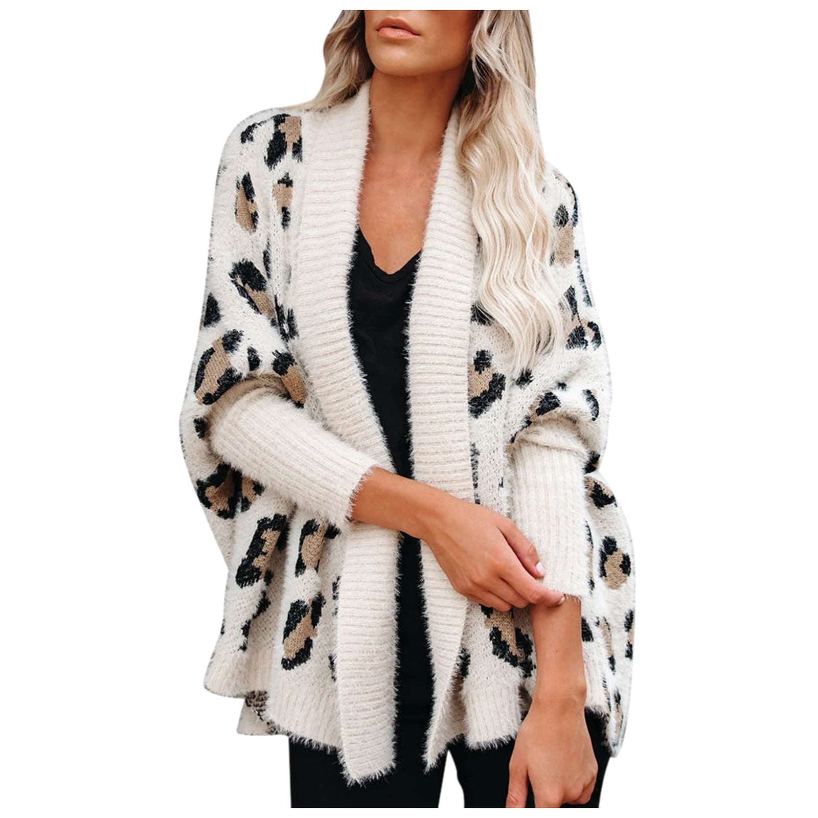 Fuzzy leopard cardigan hotsell