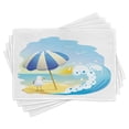 thumbnail image 1 of Ambesonne Cartoon Place Mats Set of 4, Seagull at Beach, Standard Size, Multicolor, 1 of 4