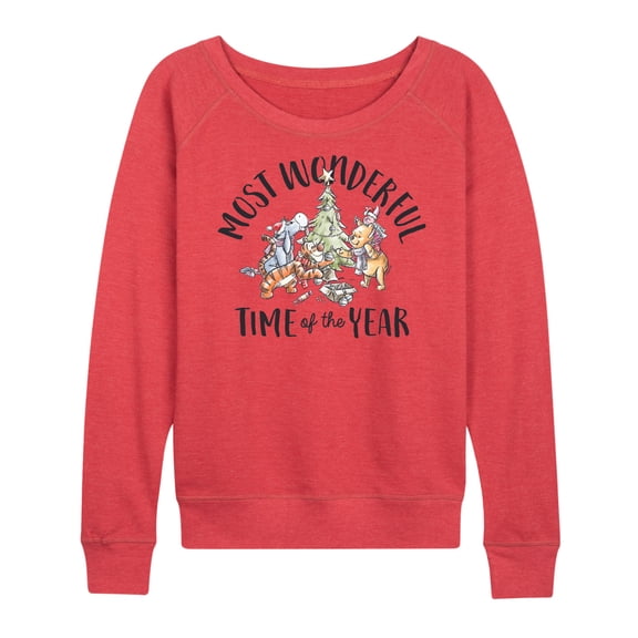 Disney Winnie The Pooh - Christmas Family - Most Wonderful Time of Year - Women's Lightweight French Terry Pullover