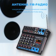 BOMGE 6 Channel dj powered audio sound mixer amplifier,100 W Stereo Speaker Home Audio Receiver effects, 48V phantom Power, USB, Bluetooth ,for home theater system, Karaoke, Streaming