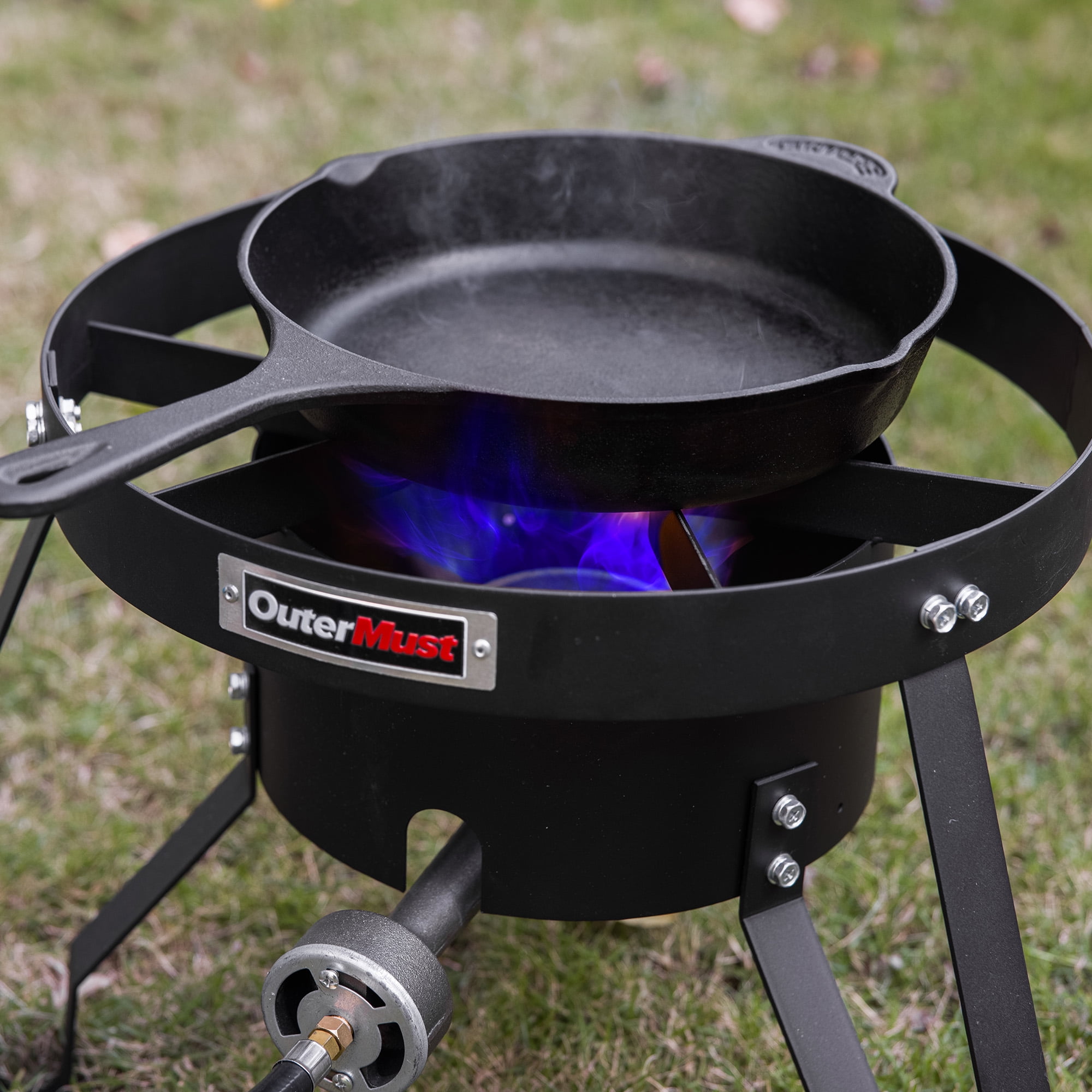 OuterMust 85,000 BTU Outdoor Propane Stove,Heavy Duty Single Burner Round Portable Camping Stove with 10 PSI Regulator