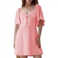 thumbnail image 2 of Vestido Mini Elegante con Escote en V Profundo y Lazo en Color Rosa M, 2 of 8
