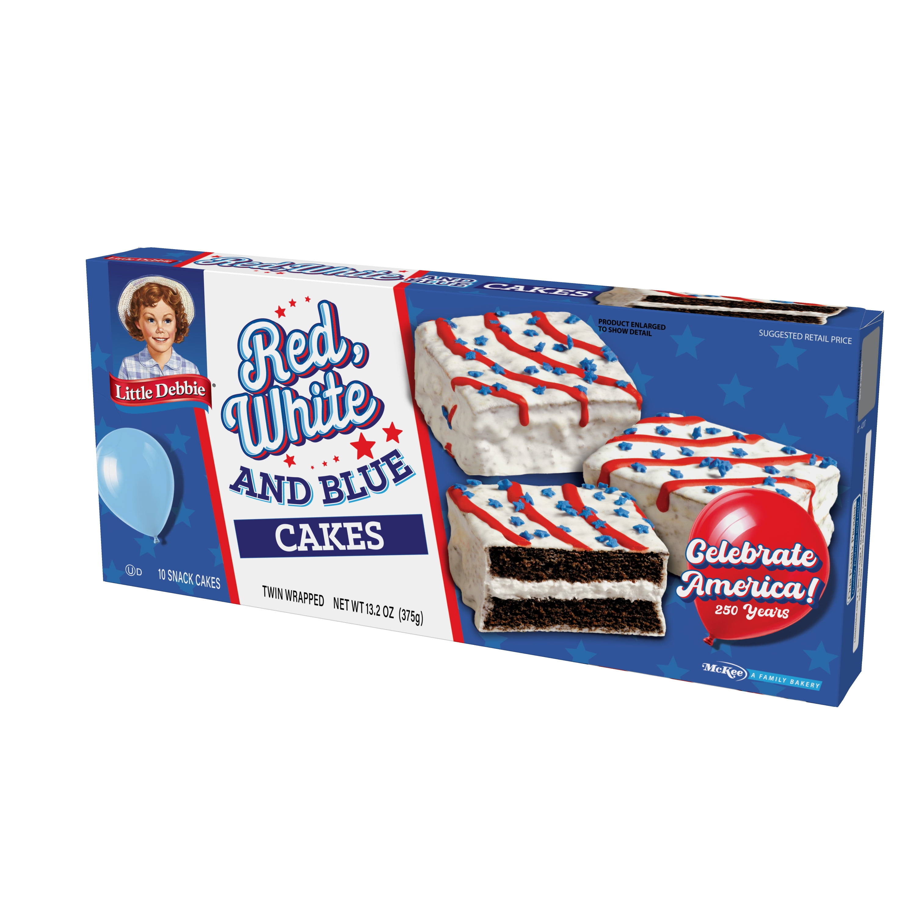 Little Debbie Red, White, & Blue Chocolate Cakes, 13.2 oz (10 count)