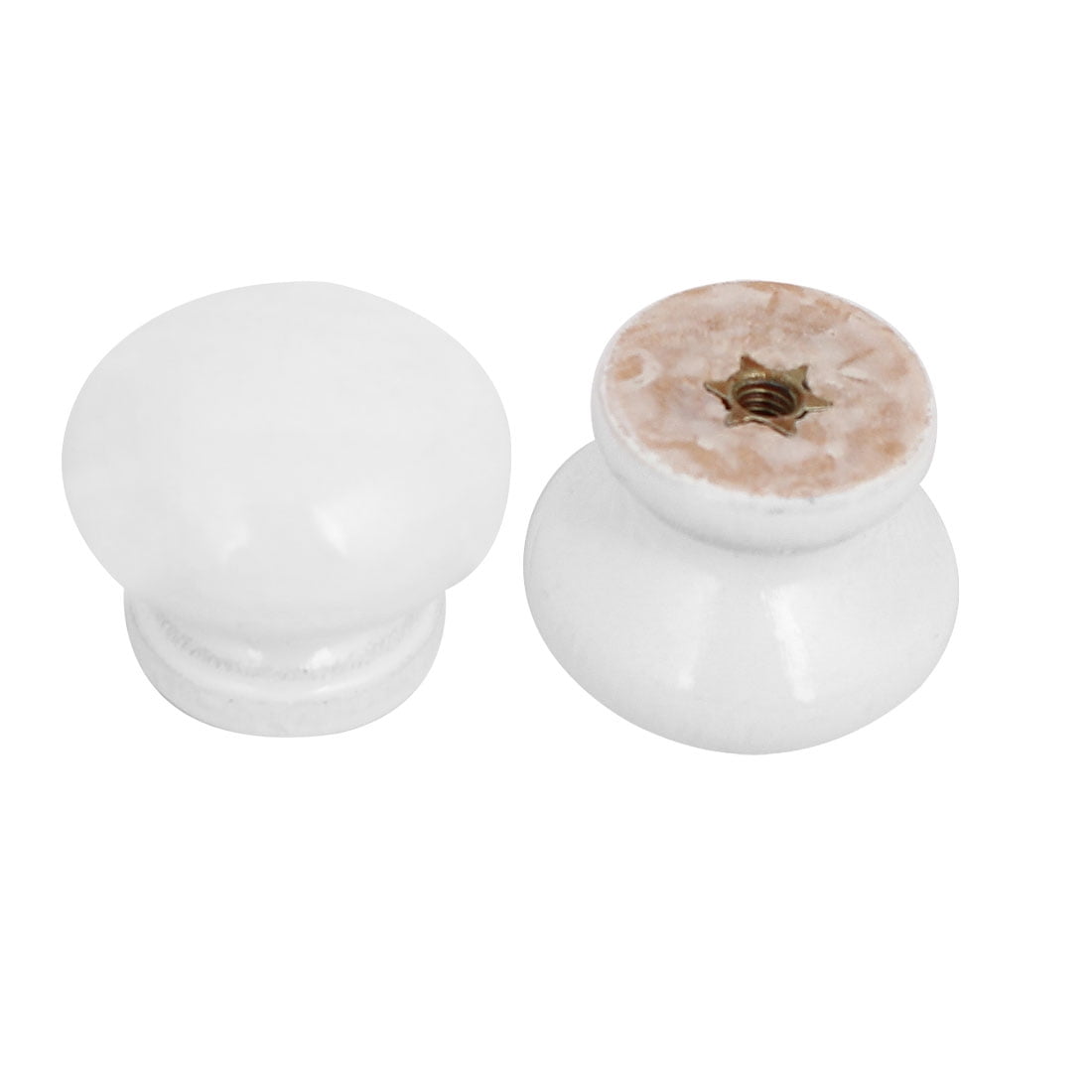 Unique Bargains 12 Pack Cabinet Drawer Wood Knobs Handles White Finish 1.1" Dia