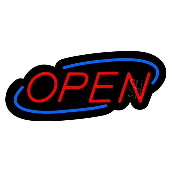 Open Contoured Black Backing LED Neon Sign 6 x 15 - inches, Clear Edge Cut Acrylic Backing, with Dimmer - Bright and Premium built indoor LED Neon Sign for storefront.