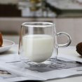 thumbnail image 4 of Tazas de café de vidrio de doble pared con asa, 50 ml/150 ml/280 ml, juego de 2, 4 of 5