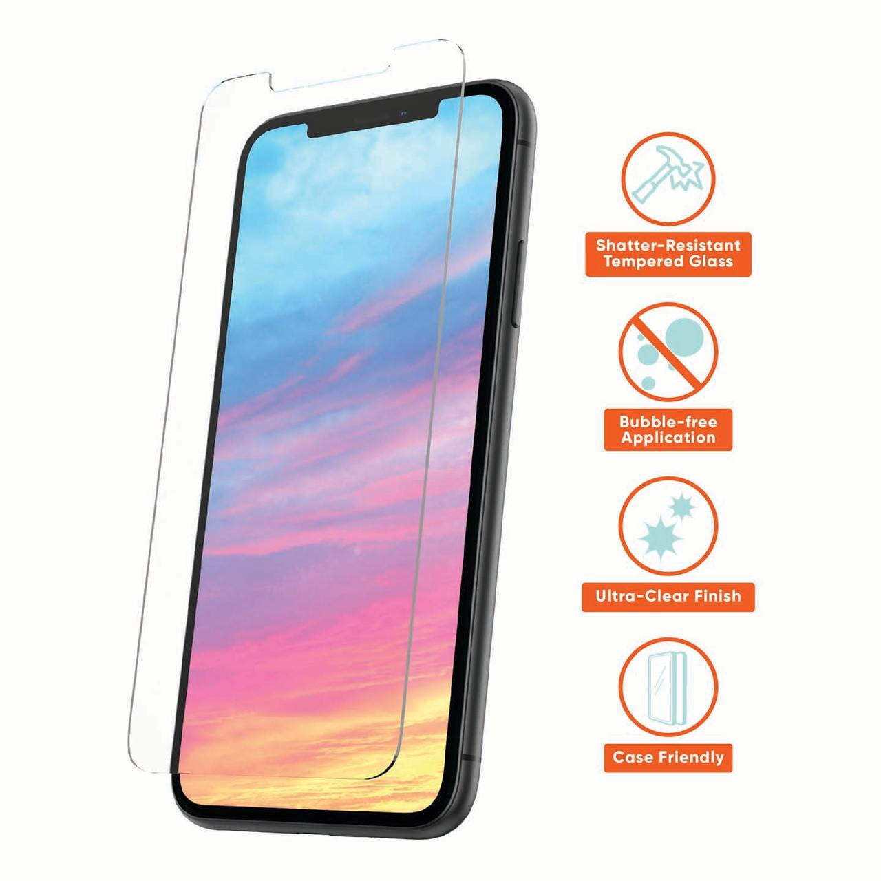 onn. Glass Screen Protector for iPhone 11 / iPhone XR - 2 Pack