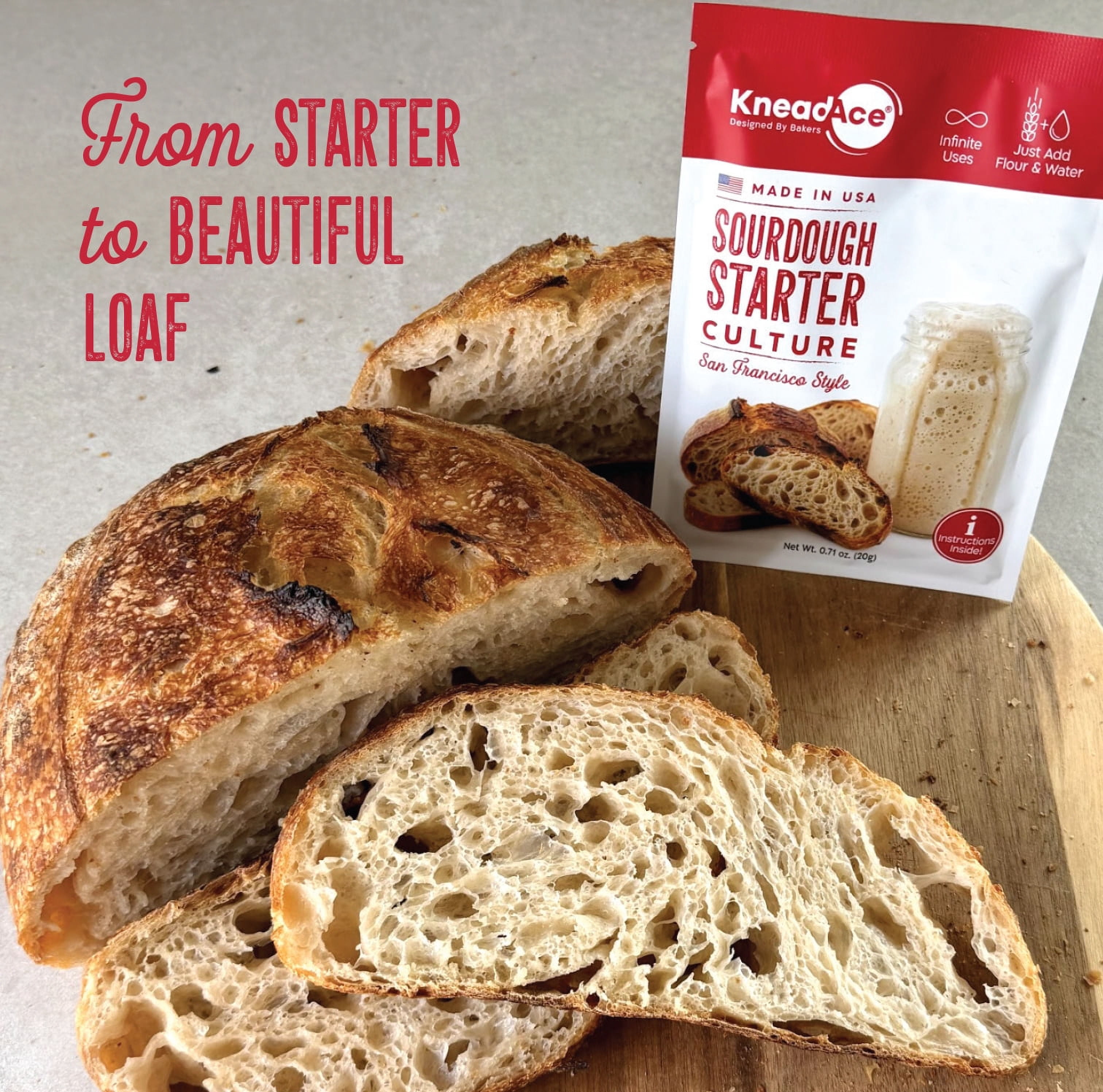 KneadAce Artisan Sourdough Starter - Wild Yeasts  - Non-GMO