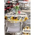 thumbnail image 6 of Outdoor Tablecloth with Umbrella Hole Zipper Yellow Sunflower Plaid Round Tablecloth 54" Waterproof Outside Table Cloth Bows Beige Vintage Pastoral Patio Table Cover Tablecloths for Picnic Party, 6 of 8