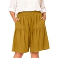 thumbnail image 2 of Endives Women's Shorts Solid Color Loose Summer Bermuda Short Knee Length Elastic Waist Beach Lounge Workout Casual Long Short Wide Leg Shorts, 2 of 6