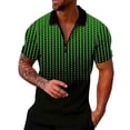 thumbnail image 1 of Camisas Para Hombre Manga Corta Camisa informal de manga corta con cuello vuelto y cremallera con estampado informal para hombre (Green, 3XL), 1 of 5
