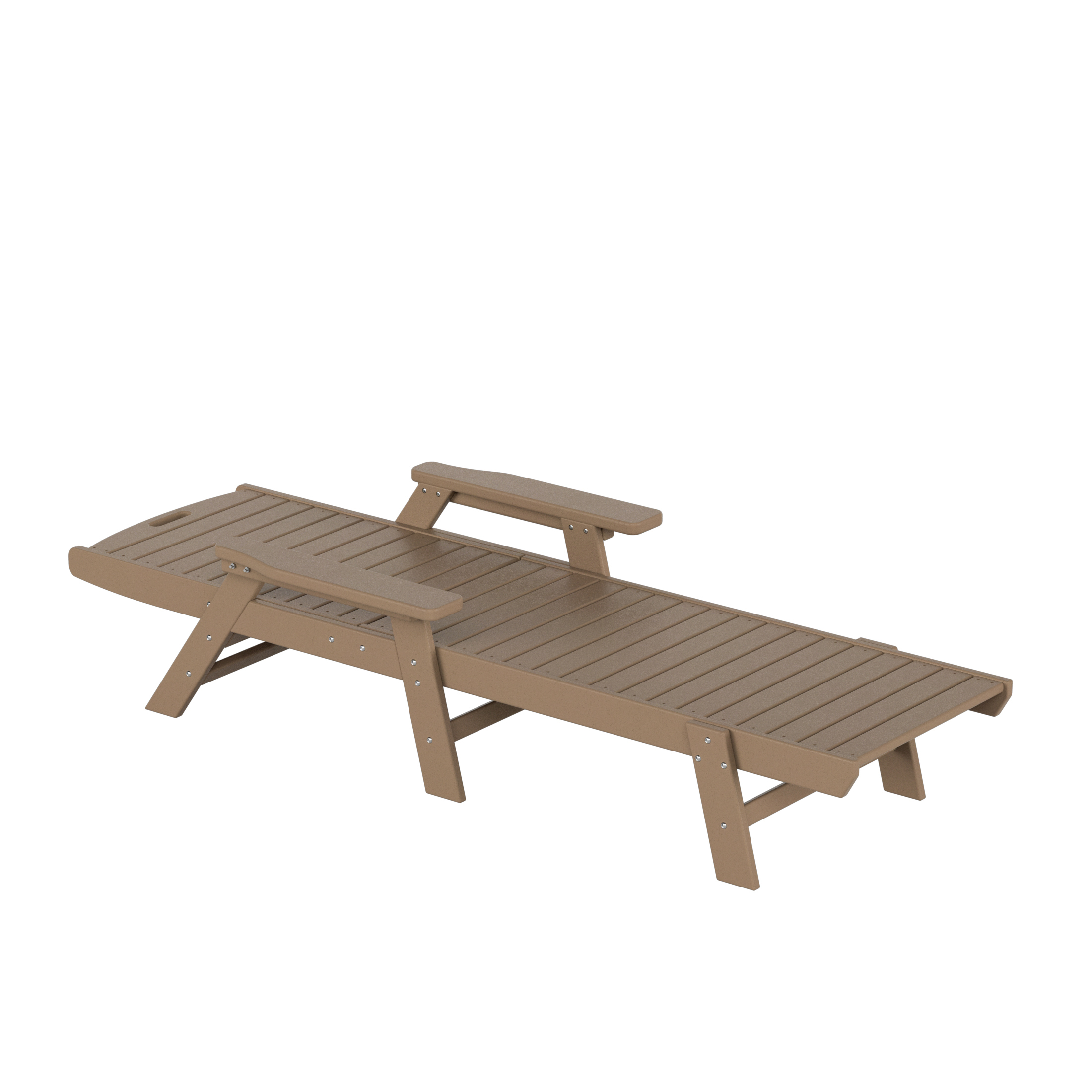 GARDEN Set of 2 Patio Outdoor Chaise Lounge Chair, Weathered Wood - image 5 of 8