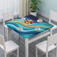 thumbnail image 3 of Dark Blue Marble Gold Line Pattern Square Fitted Tablecloth with Elastic Edge,Square Table Cover,Washable Elastic Table Cover for Home Kitchen Party Decor 34"x34", 3 of 6