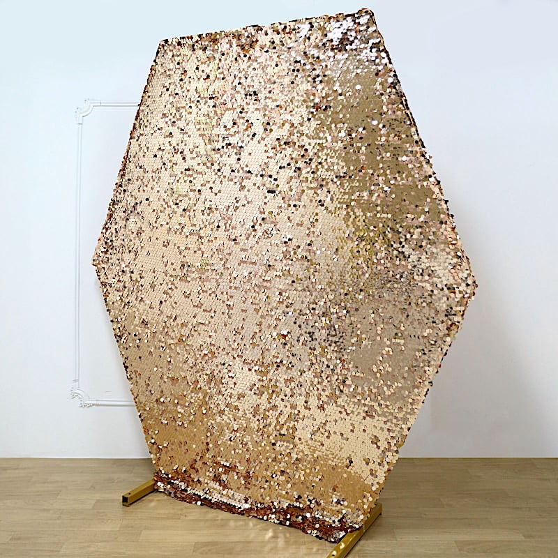 BalsaCircle 8 feet Rose Gold Big Payette Sequin Hexagon Backdrop Stand ...