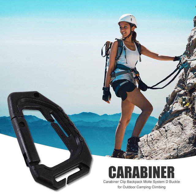 Hebilla Para Colgar Mochila Mosquetón Camping al aire libre Escalada Mochila Sistema Molle D Hebilla (Negro)