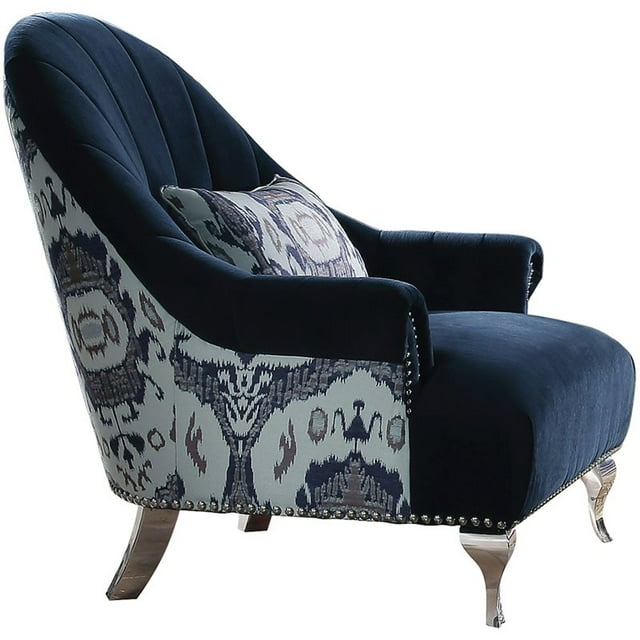 ACME Fauteuil d'Appoint en Velours Bleu