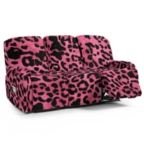 ZIATUBLES 8 Pieces Recliner Covers for 3 Cushion Reclining Sofa, Pink Leopard Print Soft Stretch Recliner Couch Covers with Elastic Bottom Secure Fit Furniture Protector for Living Room
