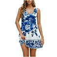 thumbnail image 2 of Rciityk Summer Dresses for Women Beach Floral Tshirt Sundress Casual Pockets Boho Tank Dress Loose Crew Neck Sleeveless Mini Dresses, 2 of 7