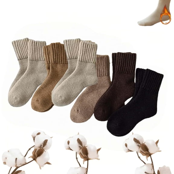 YEPOLERCE 5 Pairs Women's Solid Mid-Calf Socks, Pure Cotton, Cozy Sweater Sock, for Fall Winter