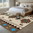 thumbnail image 5 of 5x7 Area Rugs for Living Room, Boho Southwest Non Slip Area Rugs for Kitchen Bedroom Entryway, Farmhouse Aztec Tribe Brown Blue Plaid Washable Carpet Runner Rug Floor Mats for Bedroom Home Decor, 5 of 9
