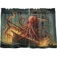 thumbnail image 2 of FREEAMG Giant Octopu Half Window Tier Curtains 24 Inch Blackout Thermal Insulating Kitchen Linen Tier Curtains for Kitchen,Bathroom,Cafe, 2 of 7