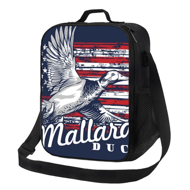 Balery Mallard Duck With American Flag Caja de Almuerzo y Bolsa de Almuerzo para Hombres y Mujeres, Bolsa de Almuerzo Reutilizable con Gran Capacidad, Bolsa de Almuerzo Aislada