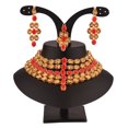 thumbnail image 3 of Efulgenz Indian Jewelry Choker Kundan Crystal Multi Layered Necklace Earrings Maang Tikka Head Chain Bollywood Wedding Bridal Set, 3 of 5