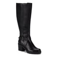 thumbnail image 1 of BARETRAPS Womens Black Lug Sole Cushioned Block Heel Zip-Up Riding Boot 8, 1 of 4
