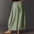 thumbnail image 5 of Women Lace Trim Wide Leg Pants Summer Casual Cropped Drawstring Elastic Waist Lightweight Trousers with Pockets, XL, 5 of 6