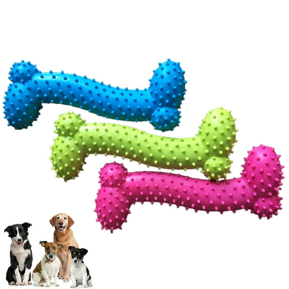 Walbest Dog Toys, Durable TPR Dog Chew Toys for Aggressive Flavored Tough Natural Rubber & Teeth Cleaning Chewing Bones for Small Dogs, Random Color