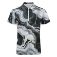 thumbnail image 4 of Marble Texture Men Zipper T-shirt Summer Casual Short Sleeve T-shirt Top, 4 of 7